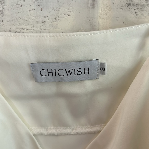 Chicwish Women’s Small Tank Top Pearl Strap Satin Cami White Layering Blouse - Picture 5 of 7